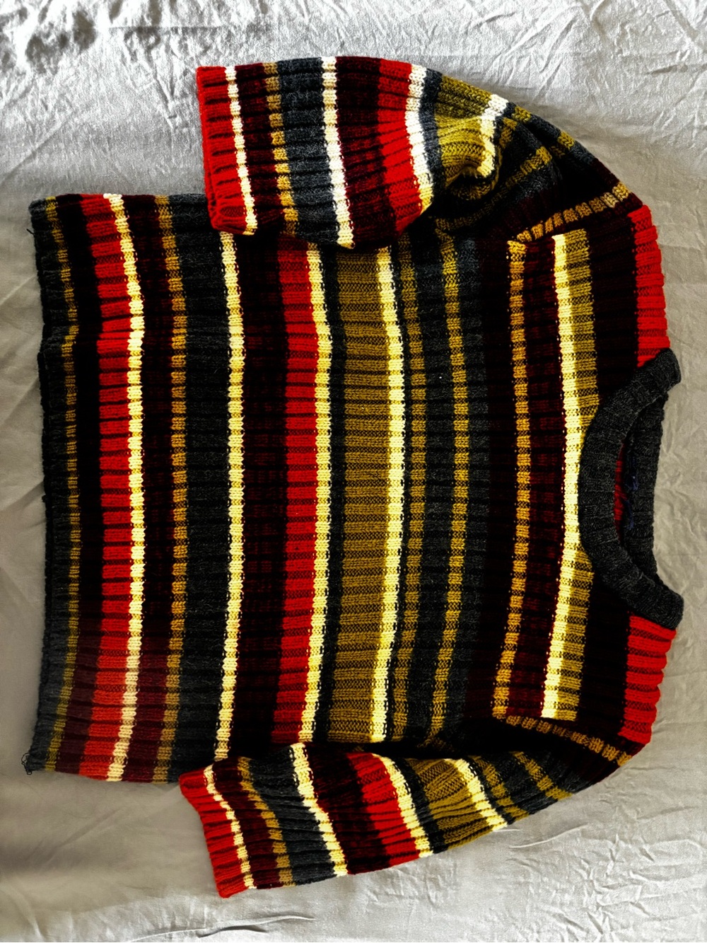 Striped Multicolor Crewneck Sweater - Fits like a Baby Tee